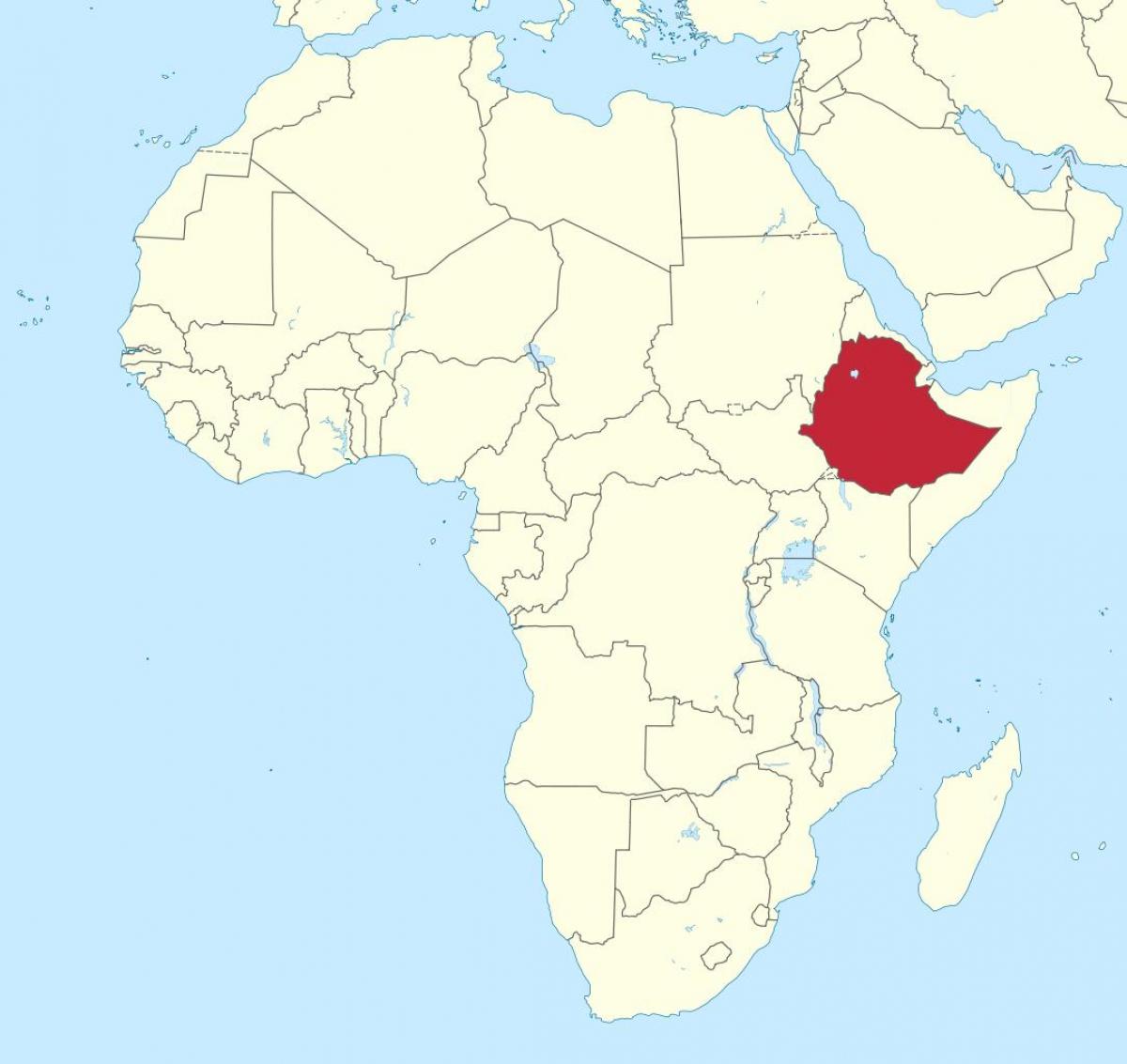 kort over afrika viser Etiopien