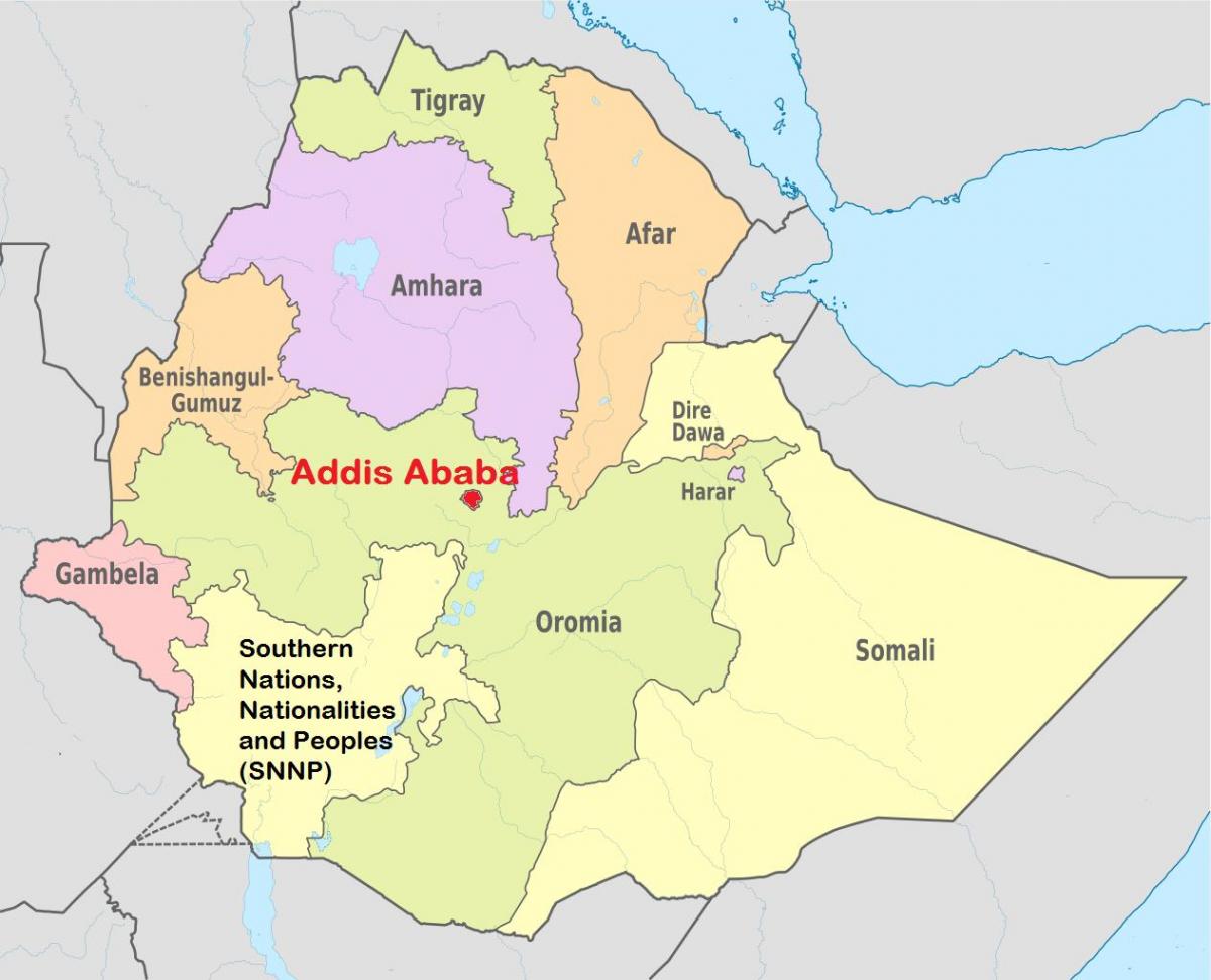 addis abeba i Etiopien kort verden