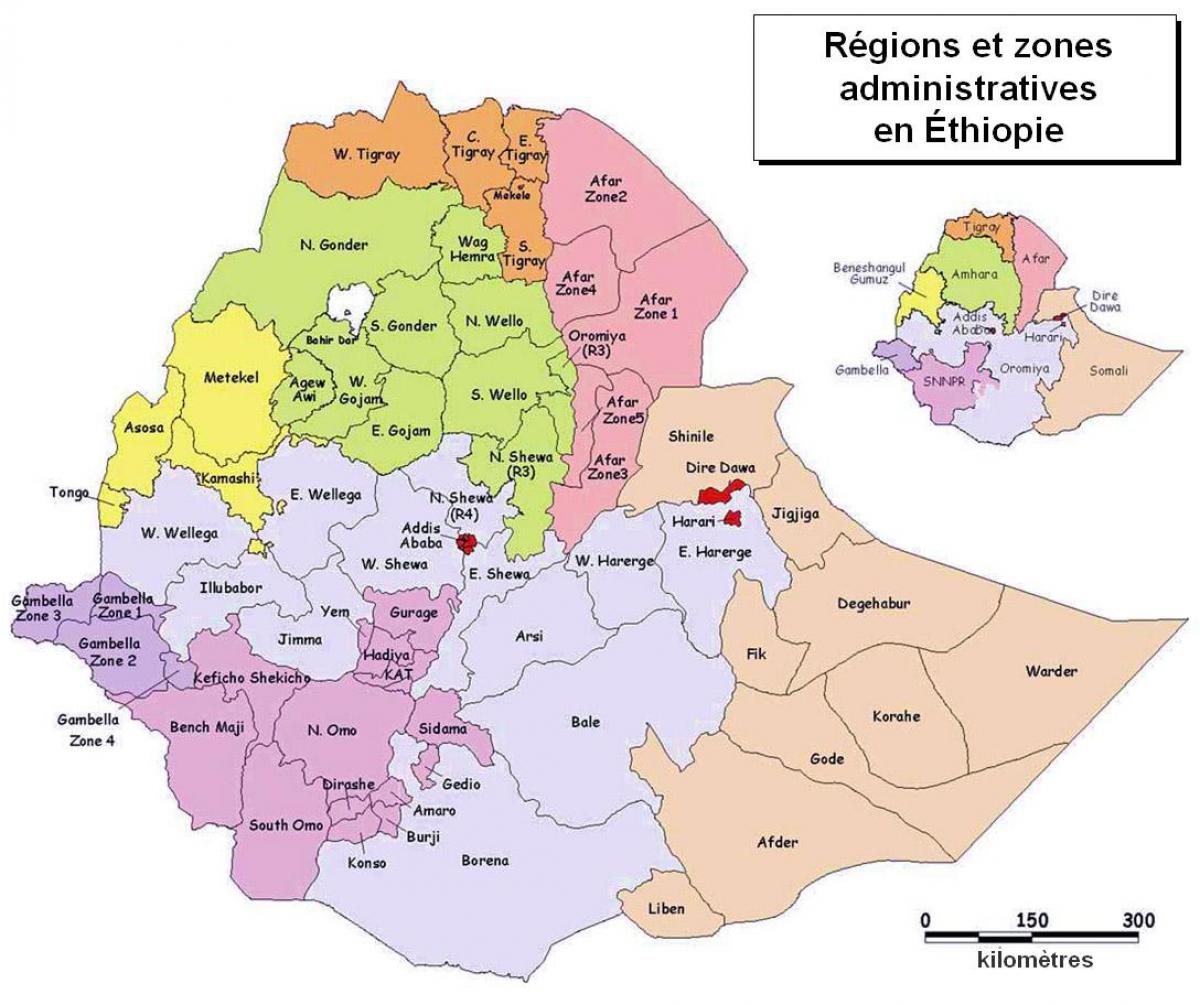 kort over Etiopien administrative