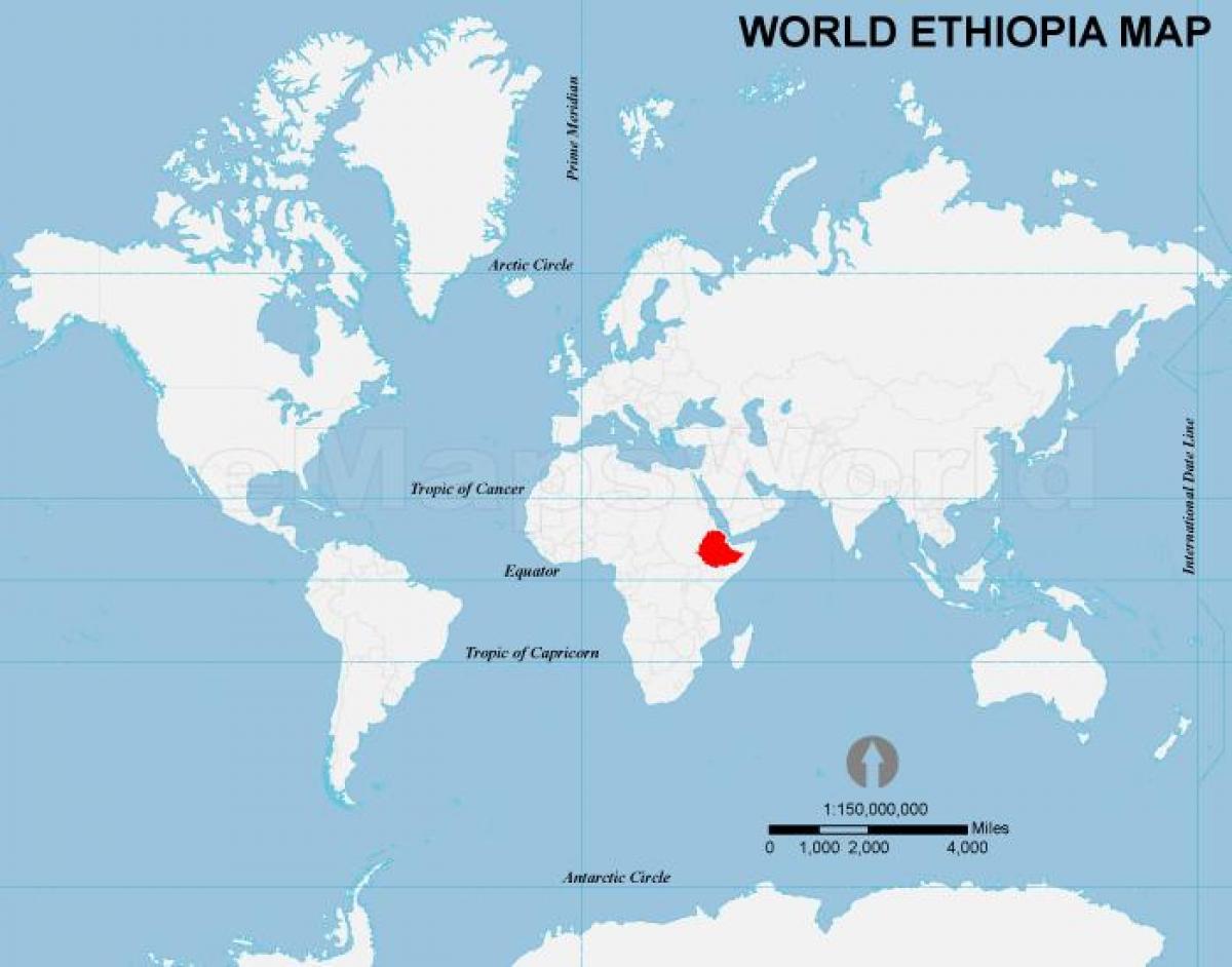 verden kort Etiopien placering