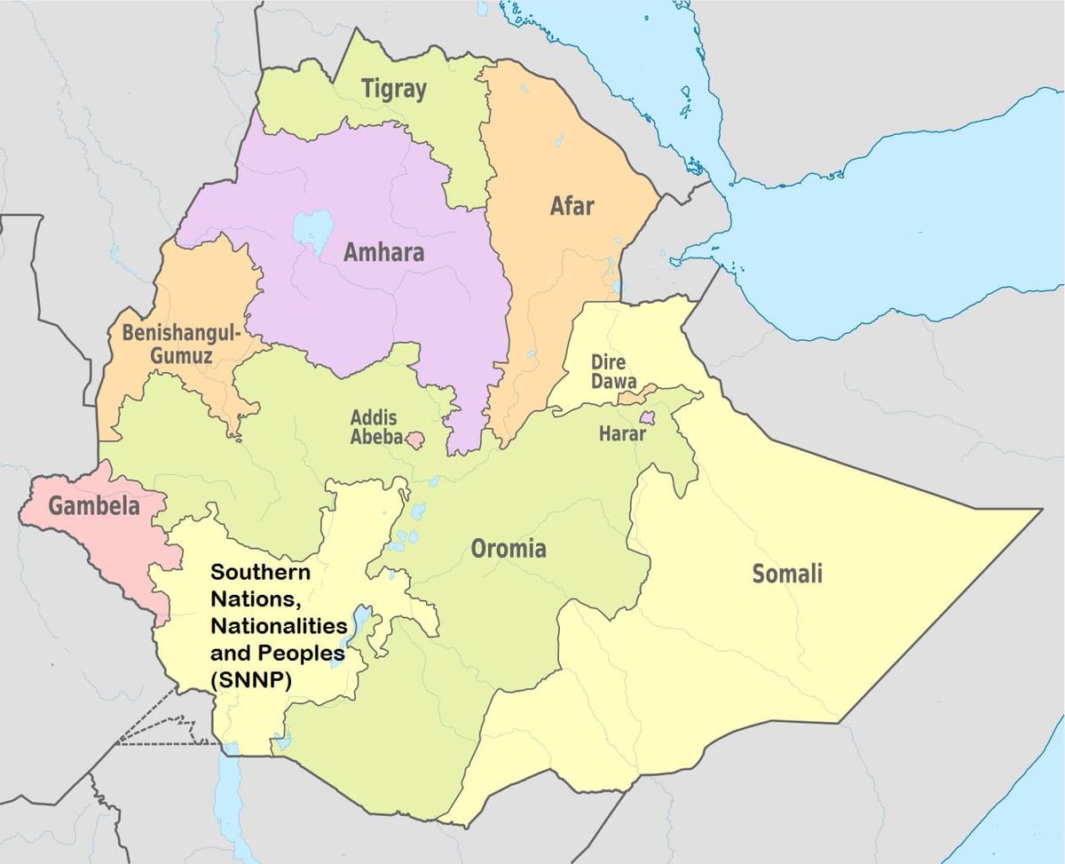 Etiopiens amhara-regionen kort
