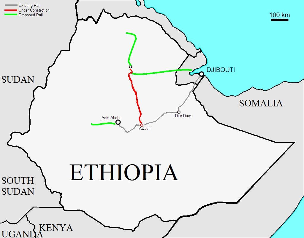Etiopiske railway kort
