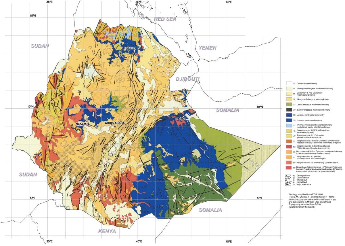 kort over geologiske kort i Etiopien