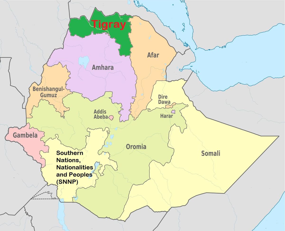 Etiopiske tigray kort