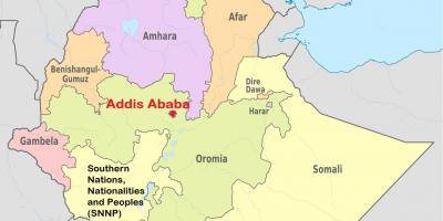 Addis abeba i Etiopien kort verden