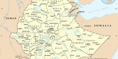 Politisk kort over Etiopien