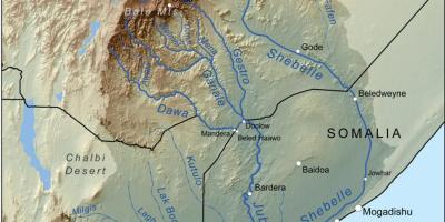 Etiopiske vandløbsoplande kort
