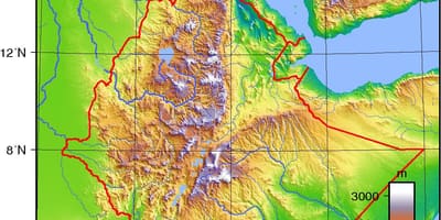 Etiopien elevation kort