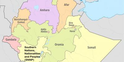 Etiopien regionale stater kort