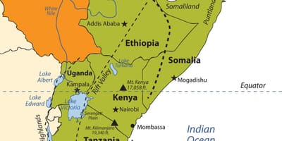 Kort over Etiopiske plateau afrika